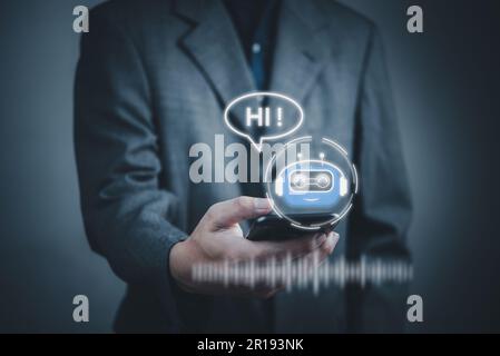 Chatbot conversation Ai Artificial Intelligence technology online customer service. ChatGPT, Digital chatbot, robot application, OpenAI generate. Futu Stock Photo