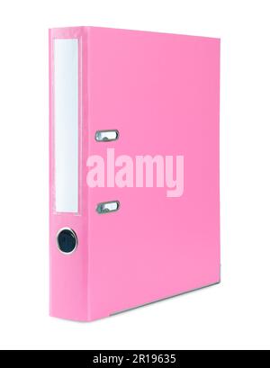 One pink office folder isolated on white Stock Photo