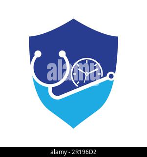 Medical time vector logo design template. Health and medical or pharmacy logo concept. Stock Vector