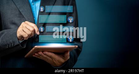 Chatbot conversation Ai Artificial Intelligence technology online customer service. ChatGPT, Digital chatbot, robot application, OpenAI generate. Futu Stock Photo