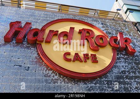 Hard Rock Cafe Hollywood. British-American multinational theme restaurant on Hollywood Boulevard in Los Angeles, USA. Stock Photo