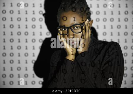 Young black woman with cyber security problems Stock Photo