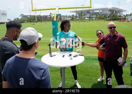 Miami Dolphins cornerback Tino Ellis (34) runs drills during practice at  the NFL football team's training facility, Wednesday, July 26, 2023, in  Miami Gardens, Fla. (AP Photo/Lynne Sladky Stock Photo - Alamy