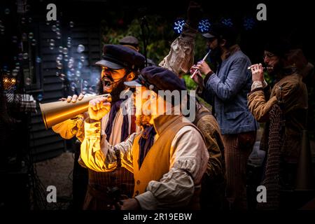 Old Time Sailors performing at Trebah Garden Amphitheatre in Cornwall in the UK. Stock Photo