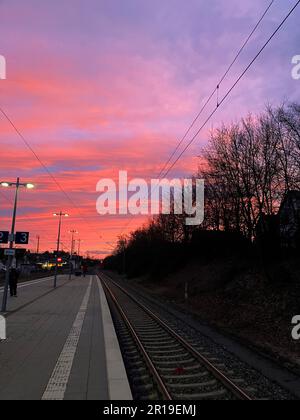 Sunset close to the black forest in Germany Stock Photo