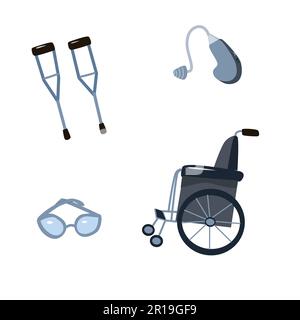 a set of vector elements for disabled people Stock Vector