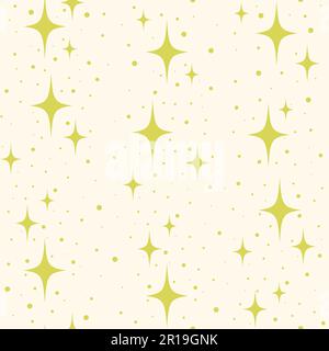 Seamless pattern with bright stars on beige background. Vector illustration. Stock Vector