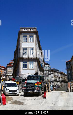 Construction site for new Pink Line Metro project on Rua de Mouzinho da Silveira, Porto / Oporto, Portugal Stock Photo