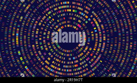 Dna test infographic. Genome sequence map, radial two-dimensional barcoding and abstract big data structure vector concept background illustration Stock Vector