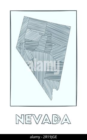 Isolated sketch of the state of - Sketch Map Of Nevada Grayscale Hand Drawn Map Of The Us State Filled Regions With Hachure Stripes Vector Illustration 2r19jge 