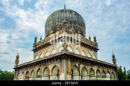 Beautiful historic tomb building in Qutb Shahi Archaeological Park, Hyderabad, India Stock Photo