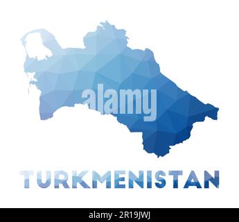 Low poly map of Turkmenistan. Geometric illustration of the country. Turkmenistan polygonal map. Technology, internet, network concept. Vector illustr Stock Vector