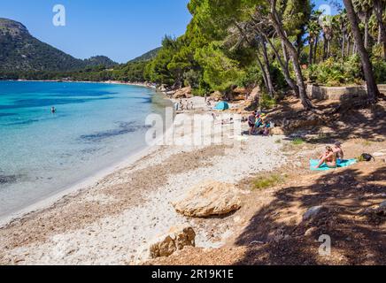 Beach on the Formentor Peninsula the Cala Pi de la Posada or Platja de Formentor on the island of Majorca Spain Stock Photo