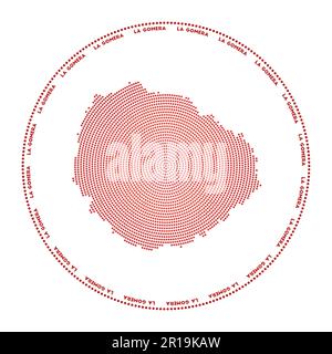 La Gomera digital style map with blue rounded rectangle dots. Spain ...