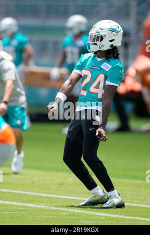 Miami Dolphins cornerback Cam Smith (24) wipes his face during practice at  the NFL football team's training facility, Sunday, July 30, 2023, in Miami  Gardens, Fla. (AP Photo/Lynne Sladky Stock Photo - Alamy