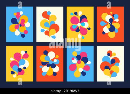Abstract geometric speech bubble forms. Liquid shapes composition, colorful chat poster and splash flow vector set Stock Vector