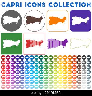 Capri icon. Island map on dark background. Stylish Capri map with ...