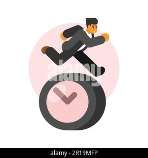 Businessman on unicycle. Time management concept. Vector illustration in flat style Stock Vector