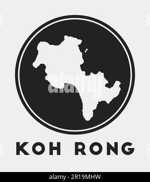 Koh Rong icon. Island map on dark background. Stylish Koh Rong map with ...