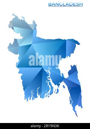 Vector polygonal Bangladesh map. Vibrant geometric country in low poly style. Vibrant illustration for your infographics. Stock Vector