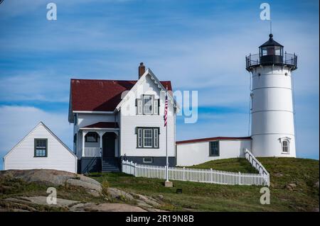The Nubble Lighthouse in York, ME on Friday, September 30, 2022. Stock Photo