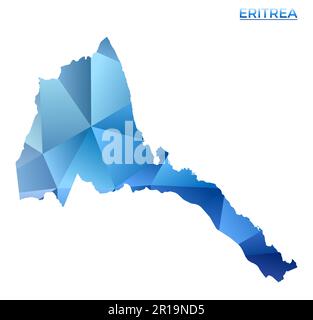 Vector polygonal Eritrea map. Vibrant geometric country in low poly style. Charming illustration for your infographics. Technology, internet, network Stock Vector