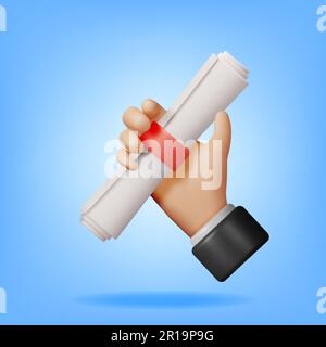 hand holding graduation certificate roll Stock Vector Image & Art - Alamy