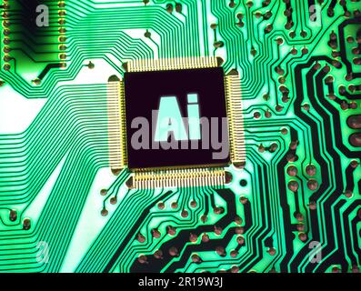 AI technology background. Computer chips Artificial Intelligence concept. Stock Photo