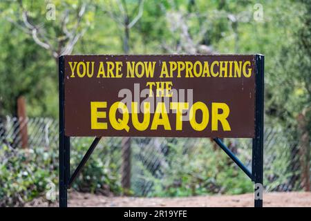 Roadside sign indicating approaching the Equator. Kenya, Africa. Stock Photo