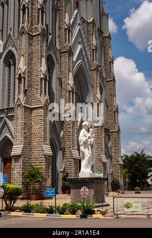 St. Philomena's Church Mysore Karnataka India September 1 2022 Exterior facade of the neo gothic and world famous St. Philomena's Church in Mysuru Stock Photo