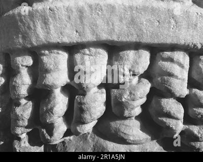 ancient texture. a gray stone, a piece of a statue. volumetric texture of stone and sand. texture from the museum, marble wall. 3d background. Stock Photo