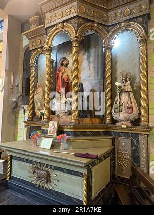 A side altar with a statue of Christ & the Virgin Mary in Our Lady of Loreto Cathedral, Mendoza, Argentina. Stock Photo