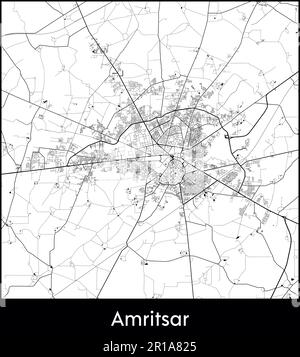 Minimal city map of Amritsar (India Asia)Minimal city map of Amritsar ...