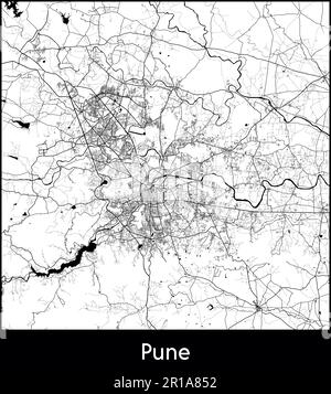 Minimal city map of Pune (India Asia)Minimal city map of Pune (India ...