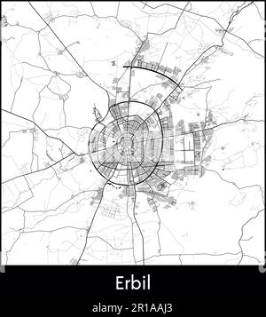Minimal city map of Erbil (Iraq Asia)Minimal city map of Erbil (Iraq ...
