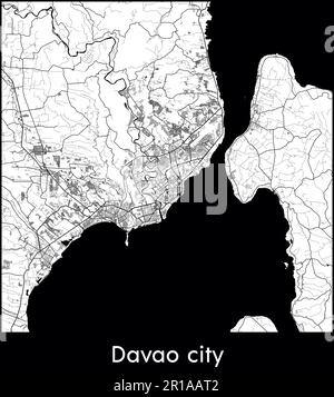 Minimal city map of Davao city (Philippines Asia Stock Vector Image ...