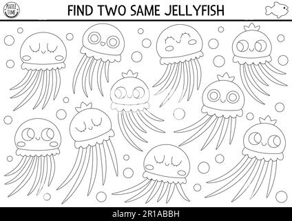 Under the sea black and white seek and find game with traditional ...
