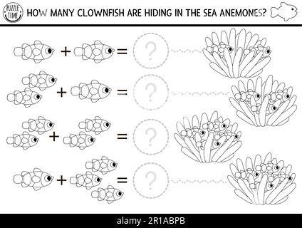 How many clownfish game. Under the sea math addition activity for ...