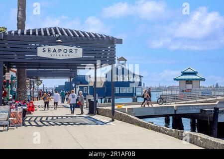 Visitors at Seaport Village in San Diego, California Stock Photo