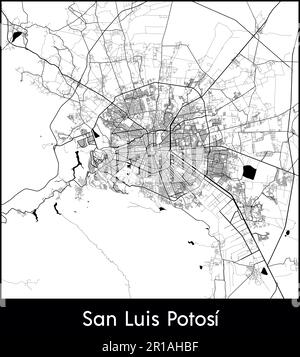 San Luis Potosi Mexico City Map in Retro Style. Outline Map. Vector ...