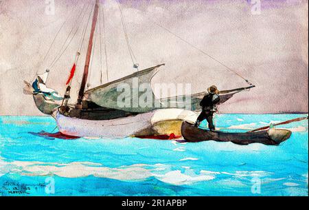 Stowing Sail by Winslow Homer. Original from The Smithsonian Institution. Stock Photo