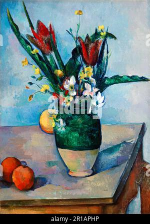 The Vase of Tulips by Paul Cezanne. Original from The Art Institute of Chicago. Stock Photo