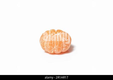 Orange fruit with leaf isolated on white background. Stock Photo