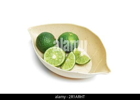 Lime closeup isolated on white background. Stock Photo