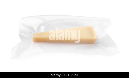 Cheese in vacuum pack isolated on white Stock Photo