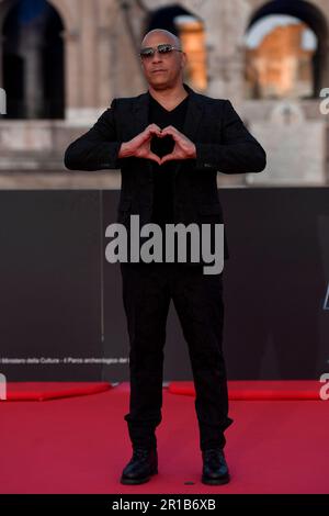 Rome, Italy. 12th May, 2023. Actor Vin Diesel attends the 'Fast X' film premiere, the tenth film in the Fast & Furious Saga, at Colosseum in in Rome (Italy), May 12th 2023. Credit: Insidefoto di andrea staccioli/Alamy Live News Stock Photo
