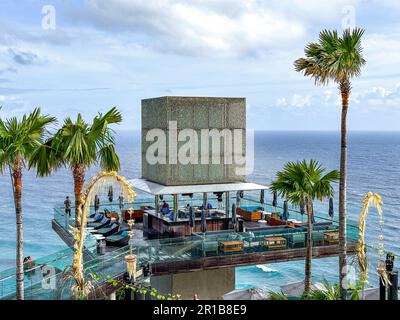 beach club on the cliffs of uluwatu in Bali, Indonesia Stock Photo