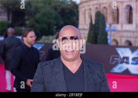 May 12, 2023, Rome, Italy: Actor Vin Diesel attends the premiere of the film ''Fast X'' in front of Colosseum in Rome on May 12, 2023 (Credit Image: © Matteo Nardone/Pacific Press via ZUMA Press Wire) EDITORIAL USAGE ONLY! Not for Commercial USAGE! Stock Photo