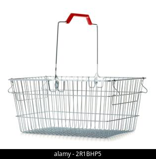 Empty wire shopping basket isolated on white Stock Photo