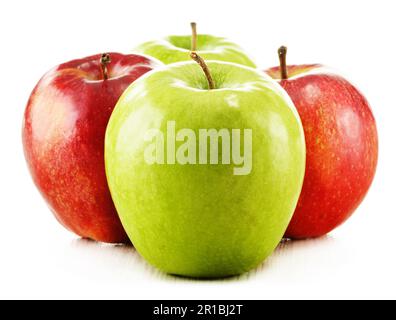 Composition with four apples over white background Stock Photo
